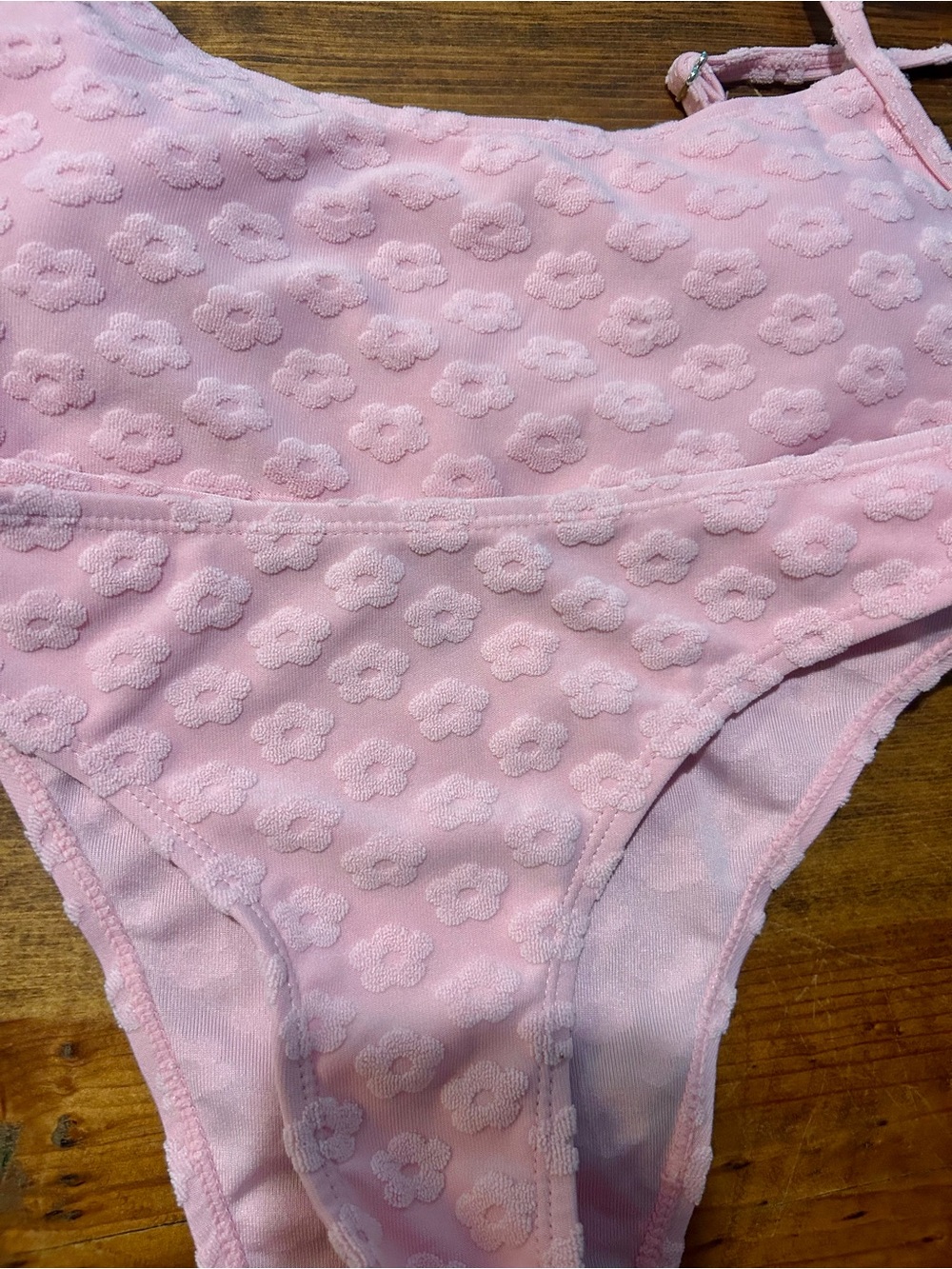 Pink Floral Textured Bikini Set - Picture 6 of 6